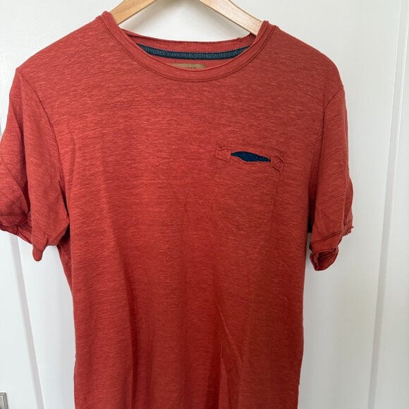 Tregene Men's Medium Orange Linen Short Sleeve Tee Shirt - Picture 1 of 5